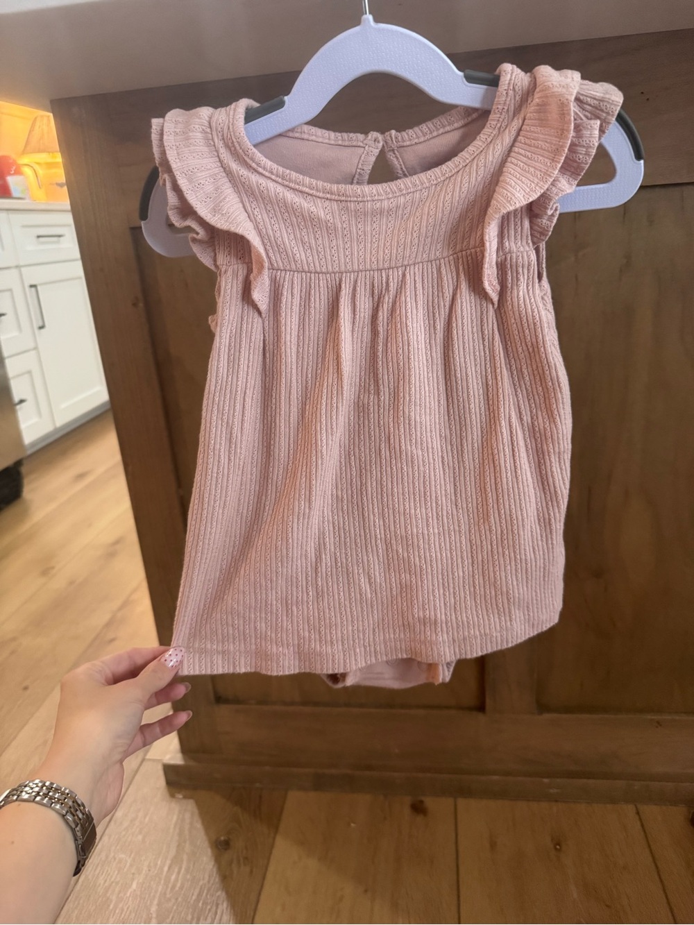 Girls' Blush Pink Ruffle Tank One-Piece